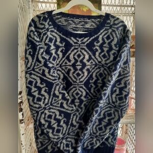 HandKnitted Wool Unisex Sweater One Of A Kind  Intricate Mosaic Design L-XL